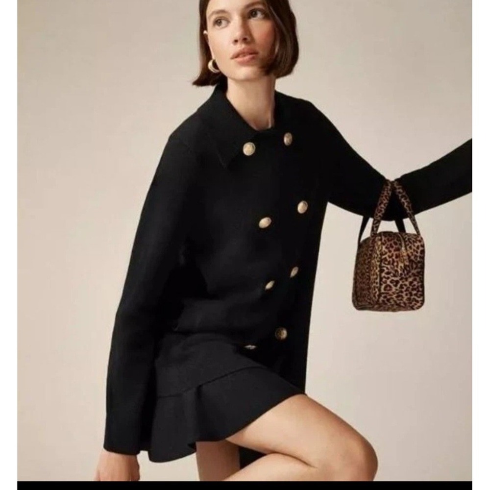 J.Crew Women's Warwick Merino Wool Blend Sweater Blazer CB927 Black Size Large